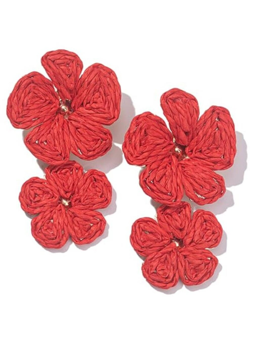 Boho Flower Earrings Statement Raffia Dangle Earrings Cute Floral Jewelry